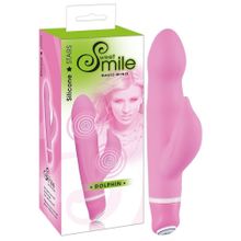 Orion Розовый вибратор Smile Dolphin с клиторальным отростком - 16 см.