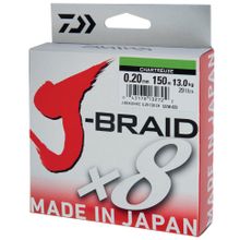 Леска плетеная Daiwa J-Braid X8 150м 0,20мм флуор-желтая