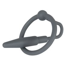 Серый уретральный плаг с силиконовым кольцом под головку Penis Plug серый