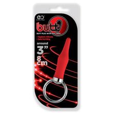 NMC Красная анальная пробка с колечком BUTT O 3INCH BUTT PLUG RED - 8 см. (красный)