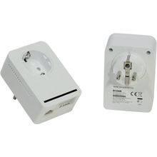 Адаптер D-Link  DHP-P309AV Powerline AV Passthrough Mini Adapter Starter Kit (2 адаптера,  1UTP 10 100Mbps, 200Mbps)