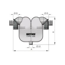 Vetus Сепаратор выхлопных газов Vetus LGS9075 559 X 170 X 537 мм под шланг диаметром 90 мм