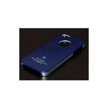 Накладка металическая с отверстием под яблоко для iPhone 5, синяя 00020927