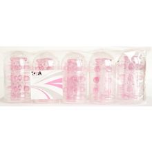 ToyFa Набор из 5 розовых насадок с шипами и шишечками (розовый)