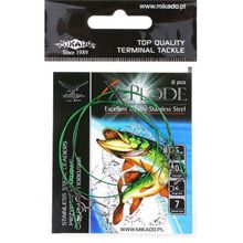 Поводок стальной Mikado X-Plode с вертлюжком и застёжкой 15 20 25 см., 5 кг.