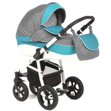 Коляска Adamex NEONEX серый+молочный+голубой TIP8B