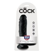 Чёрный фаллоимитатор 8  Cock with Balls - 21,3 см.