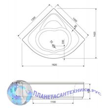 Акриловая ванна CEZARES CETINA 130х130х41