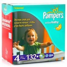 Подгузники Pampers Active Baby-Dry 4 (8-14 кг), 132 шт