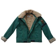 Leya.me Утепленная джинсовая куртка зеленая ALD 028