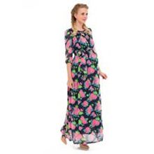 Платье Лукреция для беременных и кормящих, цвет синее с розами