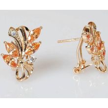 Серьги с фианитом шампань "эффект бабочки"