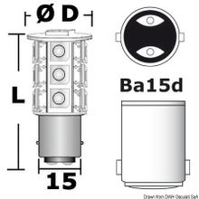 Osculati LED bulb 12 24 V BA15D 4 W 400 lm, 14.443.13