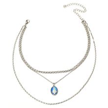 Многослойное колье под серебро (арт. 80974-2)