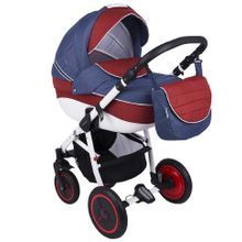 Коляска Adamex NEONEX синий+молочный+красный
