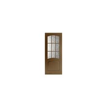 Шпонированная дверь. модель: Капри 3 Темный орех ПО (Размер: 700 х 2000 мм., Комплектность: + коробка и наличники, Цвет: Темный орех)