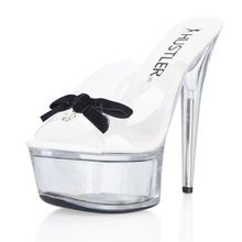 Hustler Shoes Прозрачные сабо с черным бантиком Black Bow