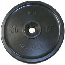 Диск обрезиненный черный МВ Barbell 20 кг, евро-классик