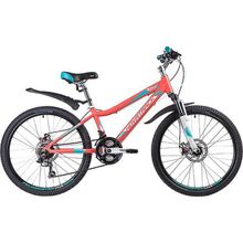 24" NOVATRACK Novara D 2019 (18ск, алюм, аморт.вилка, диск.мех, TS38 TY21 TY21 SG-6SI)(24AHD.NOVARA.11CRL9, рама 11", коралловый, 134030)