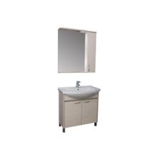 Aquanet Мебель для ванной Донна 80 (белый дуб) - Зеркало Донна 80 белый дуб со светильником+розетка