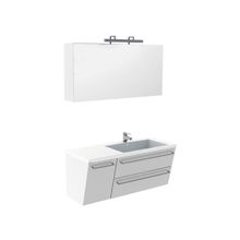 Aquanet Мебель для ванной Темпо 125 правый (белый) - Набор мебели стандартный (зеркало, светильник, раковина-столешница, тумба)