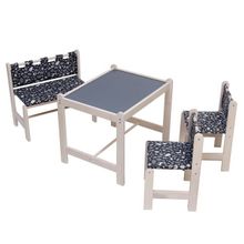 Набор детской игровой мебели: стол + 2 стула + скамья, Каспер, серый