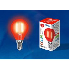 Uniel Лампа светодиодная Uniel Air Color E14 5Вт K LED-G45-5W RED E14 GLA02RD картон ID - 424584