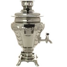 Электрический самовар 3 литра никелированный "Репа" с автоматическим отключением при закипании, арт. 130286к