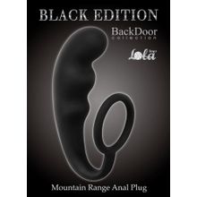Чёрное эрекционное кольцо с анальным стимулятором Mountain Range Anal Plug Черный