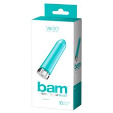 Бирюзовая перезаряжаемая вибропуля VeDO Bam - 9,7 см. бирюзовый