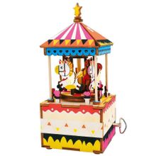Деревянный 3D конструктор - музыкальная шкатулка Robotime "Merry-go-round" - AM304