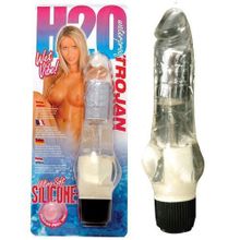 Прозрачный гелевый водонепроницаемый вибратор H2O TROJAN WATERPROOF VIBRATOR - 17 см. прозрачный