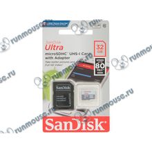 Карта памяти 32ГБ SanDisk "Ultra SDSQUNS-032G-GN3MA" microSD HC UHS-I Class10 + адаптер [140818]
