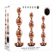 Gender X Набор из 3 золотистых анальных стимуляторов-елочек Gold Digger Set (золотистый)