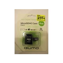 Карта памяти microSD 4Gb 4class  QUMO