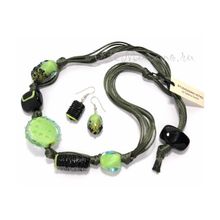 Комплект Con Fusione зелёный: ожерелье+серьги
