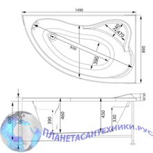 Акриловая ванна Aquanet Atlanta 150x90 R