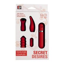 Dream Toys Маленькая вибропуля с 3 красными насадками NEON SECRET DESIRES 10FUNC. VIBRATOR KIT