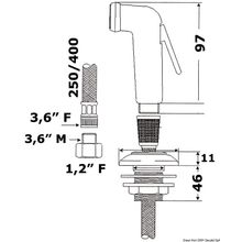 Osculati Utility handheld shower PVC hose 4 m Deck support, 15.256.01