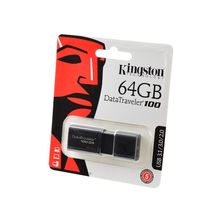 USB Flash KINGSTON USB 3.1 3.0 2.0  64GB  DataTraveler 100 G3 черный BL1