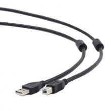 Кабель USB 2.0 Am=>Bm - 4.5 м, черный, 2 фильтра, позол. контакты, Cablexpert (CCF2-USB2-AMBM-15)