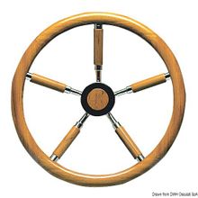 Osculati SS steering wheel w teak external rim 500 mm, 45.167.50