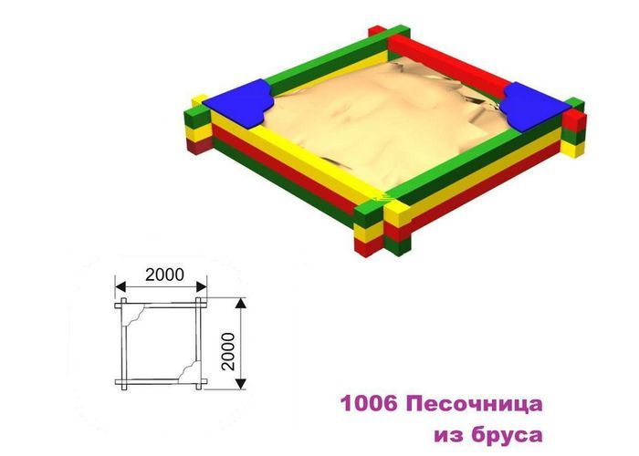 Песочница со скамейкой чертеж