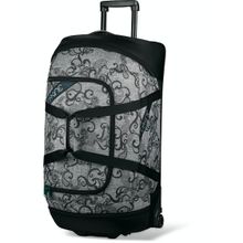 Дорожная сумка для женщин чёрно-серая с узорами на колёсиках Dakine Womens Wheeled Duffle 58L Juliet