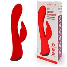 Красный вибромассажер-кролик 5  Silicone Bunny Love - 19,1 см. (244385)