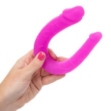 California Exotic Novelties Розовый двусторонний фаллоимитатор Silicone Double Dong AC DC - 30,5 см.