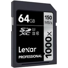 Карта памяти Lexar SDXC 64GB 1000x UHS-II 150Mb s Class 10, UHS Speed Class 3  LSD64GCRBNA1000