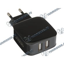 Зарядное устройство Ginzzu "GA-3010UB", 2xUSB, черный (2100 мА) (ret) [140404]