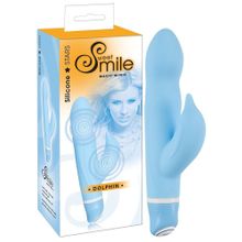 Orion Голубой вибратор Smile Dolphin с клиторальным отростком - 16 см. (голубой)