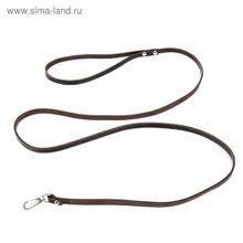 Поводок кожаный тисненый однослойный - 140 см, коричневый